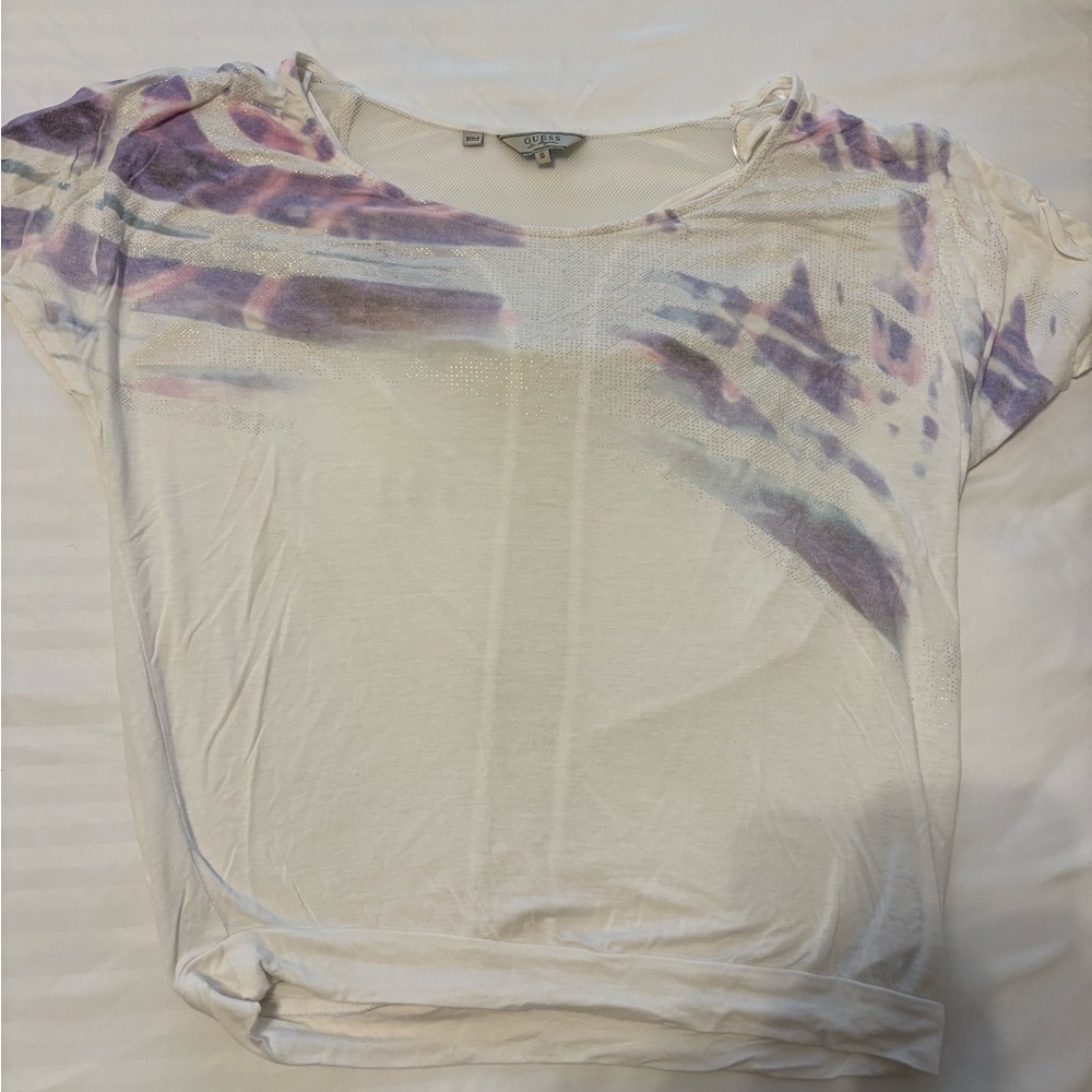 Women's White and Purple Top